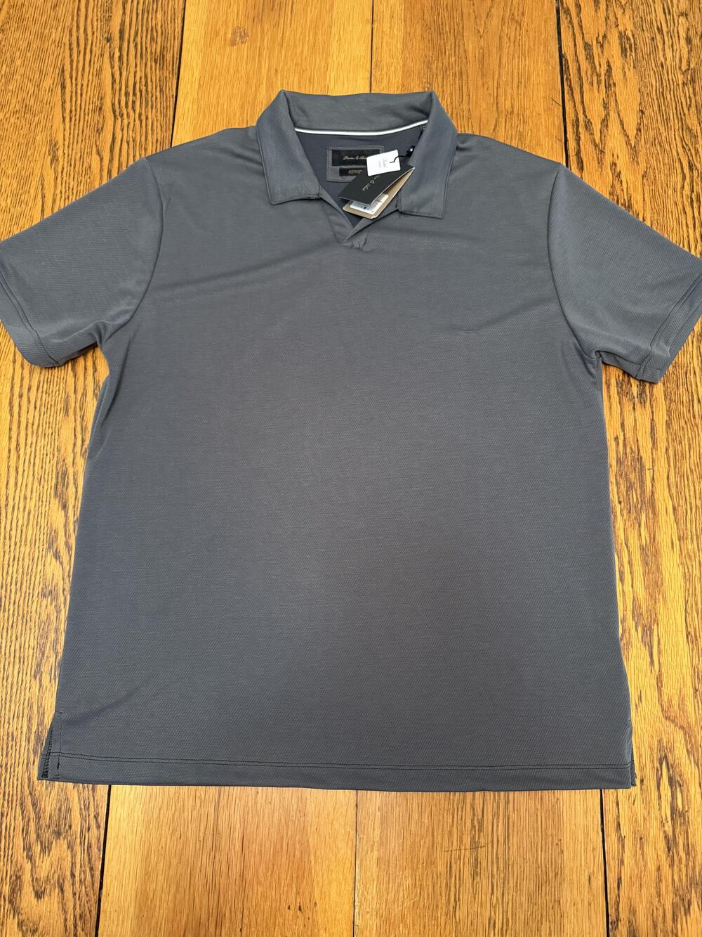 Porter & Ash Polo Shirt Mens Extra Large Gray Jacquard Knit Luxury Essentials